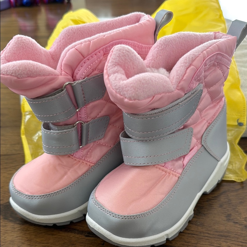 Pink and Gray Girls Winter Boots